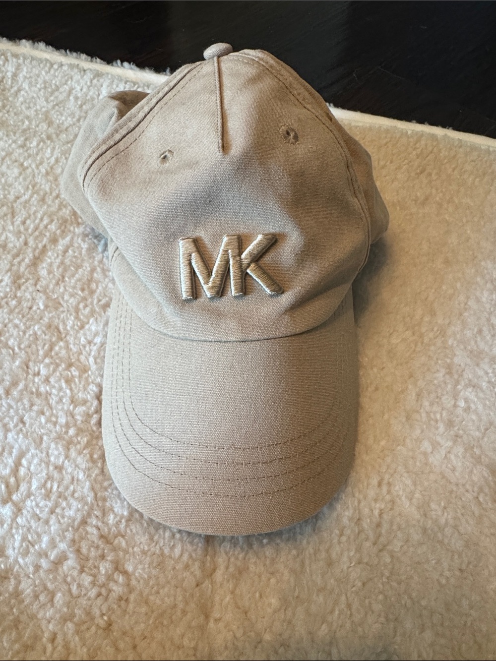 Michael Kors Tan MK Embroidered Cotton Baseball Hat